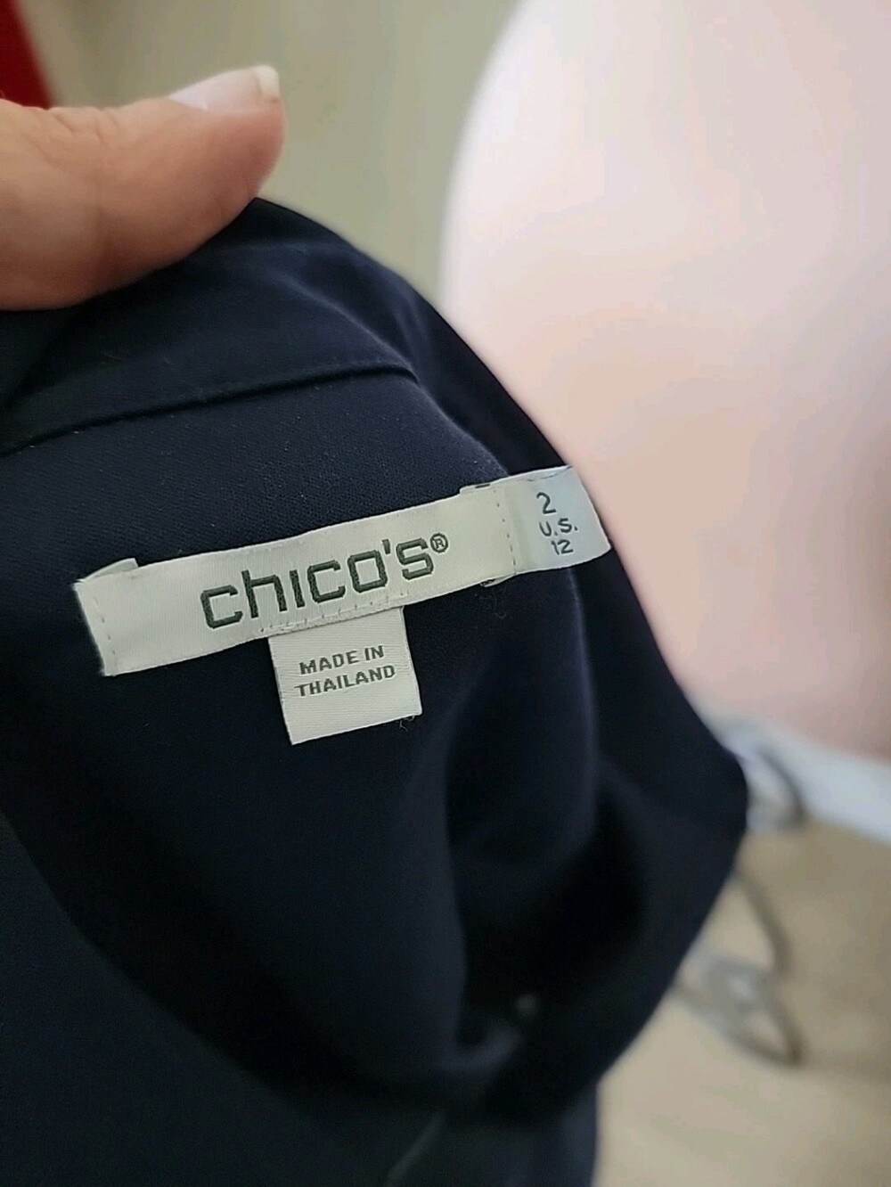 Chicos Blue Classic Navy Blue Short Sleeve BoxyTop - Picture 4 of 14